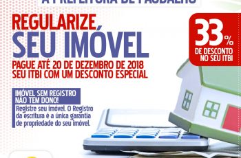 Prefeitura do Paudalho oferta desconto especial no pagamento do ITBI