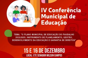 Prefeitura do Paudalho promoverá IV Conferência Municipal de Educação nos dias 15 e 16 de dezembro